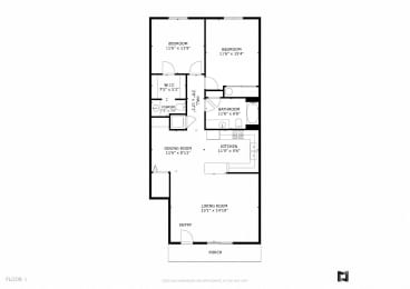 Riverwalk, Lower 2 Bed/ 1.5 Bath Floor Plan