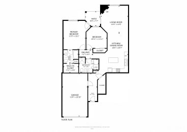 Lakeside 2 Bed/2 Bath - 1 Stall Attached Garage Floor Plan