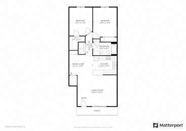 Riverwalk 2 Bed/1 Bath Floor Plan