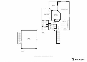 2 Bed/2 Bath/2 Stall Attached Garage Floor Plan