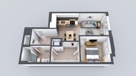 Kado NW One Bedroom One Bathroom A1 Floor Plan