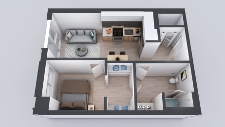 Kado NW One Bedroom One Bathroom A2A Floor Plan