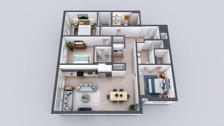 Kado NW Three Bedroom Two Bathroom D1 Floor Plan