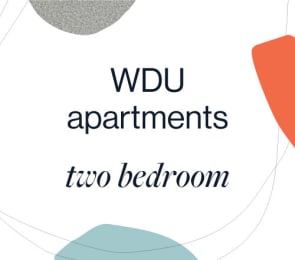 a graphic of wvd apartments two bedroom with the words wdu apartments two bedrooms