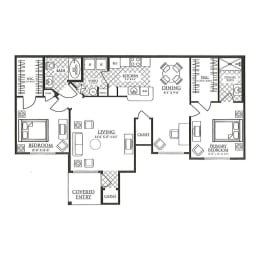 a floor plan of a home with bedrooms and baths