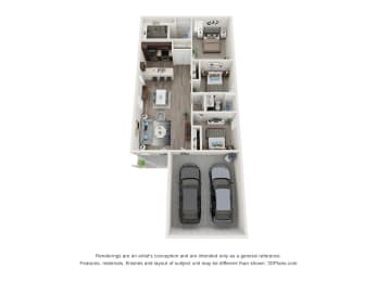 Linea Stillwater  Poppy 3D Floor Plan