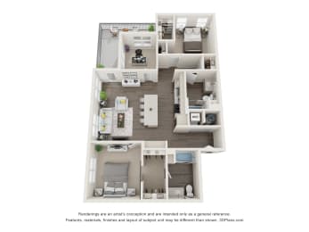 LVB Apartment 3D Floor Plan B3