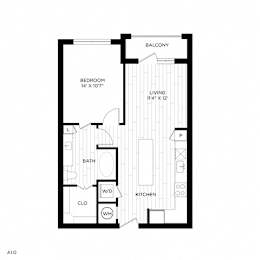 Vero McKinney Apartments in McKinney, TX One Bedroom Floor Plan