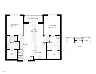 Vero McKinney Apartments in McKinney, TX Two Bedroom Floor Plan