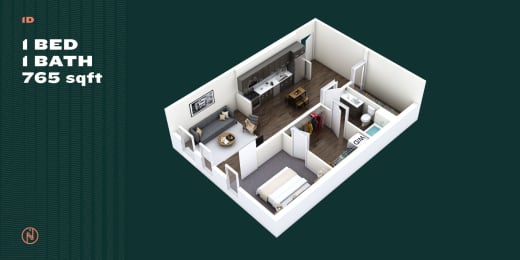 Northointe Apartments One Bedroom D Floor Plan