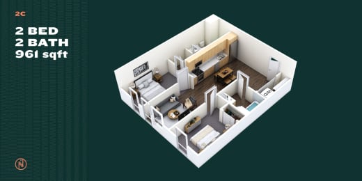 Northointe Apartments Two Bedroom C Floor Plan