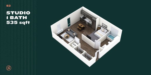 Northointe Apartments Studio B Floor Plan