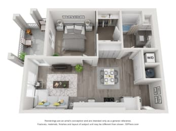 a floor plan of a house with a bedroom and a living room