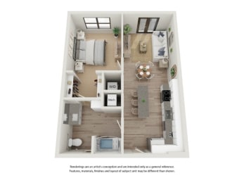 a 1 bedroom floor plan  studio