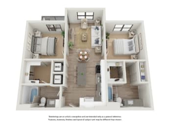 a 3 bedroom floor plan with a bathroom and a living room