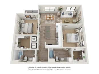 a 1 bedroom floor plan with a bathroom and a living room