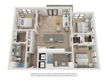 a 3 bedroom floor plan is shown in this image