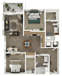 a 1 bedroom floor plan of a 2100 sq ft house