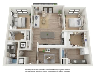 a 1 bedroom floor plan with a bathroom and a living room