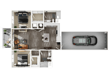 Halogen Apartments B1G 3D Floor Plan