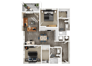 Halogen Apartments B2 3D Floor Plan