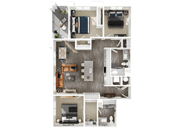 Halogen Apartments C1 3D Floor Plan