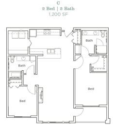 Portera at the Grove_Wilsonville OR_Floor Plan C_Two Bedroom Two Bathroom
