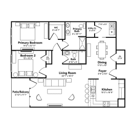 a floor plan of a house with bedrooms and a living room