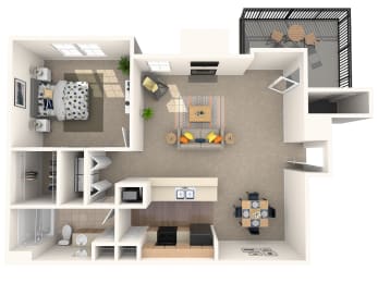 A3 | 1 Bed / 1 Bath | 689 Sq Ft  at Carmel at Deerfield, San Antonio