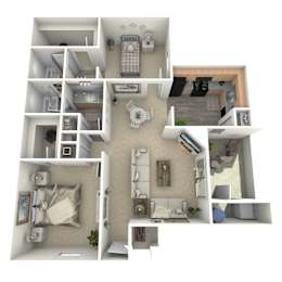 B3 Floor Plan at Alamo Park, San Antonio