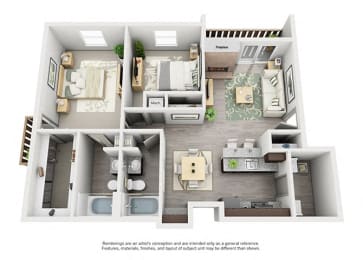 B5 FLAT | 1,040 SQ FT | 2 BED / 2 BATH at Maxwell Townhomes, San Antonio, 78230
