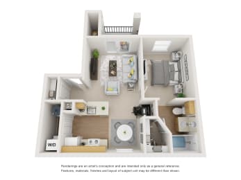 A1 | 1 Bed / 1 Bath | 630 Sq Ft at Remington Ranch, San Antonio, Texas