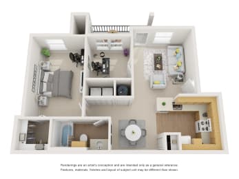 A3 | 1 Bed / 1 Bath | 814  Sq Ft at Remington Ranch, San Antonio, 78247