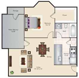 A2 | 582 SQ FT | 1 BED / 1 BATH at Woodchase, Texas