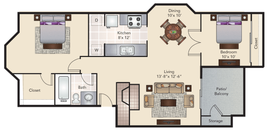A4 | 805 SQ FT | 2 BED / 1 BATH at Woodchase, Euless, TX