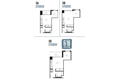 Floor Plan  Studio with Den 518- 605 sq. ft.