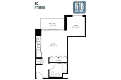 Floor Plan  Studio 518 sq. ft.