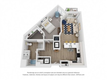 Floor Plan  a 1 bedroom floor plan with a bathroom and a living room