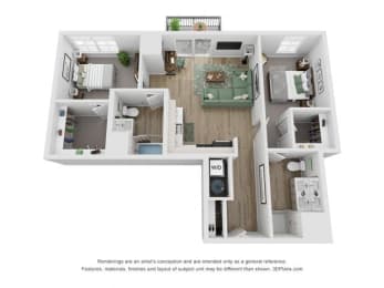 Floor Plan  a stylized floor plan with a bedroom and a living room