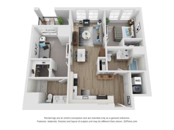 Floor Plan  a 2 bedroom floor plan with a bathroom and a kitchen