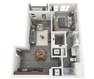 Floor Plan  a 1 bedroom floor plan with a bathroom and a living room