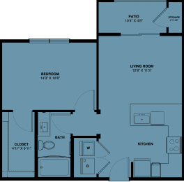 A1 1 bedroom apartment floorplan at the Park at Speyside
