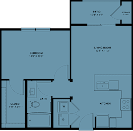 Floor Plan  1 bed 1 bath O at Bridge at Speyside Apartments, Texas, 78754