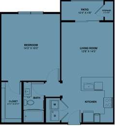 A1b 1 bedroom apartment floorplan at the Park at Speyside