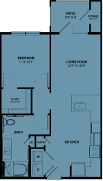 A2 Handicap 1 bedroom apartment floorplan at the Park at Speyside