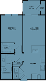 Floor Plan  1 bed 1 bath P at Bridge at Speyside Apartments, Austin