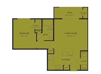 1 bed 1 bath F at Bridge at Delco Flats Apartments, Austin, TX