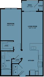A2a 1 bedroom apartment floorplan at the Park at Speyside