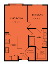 Floor Plan  A3 One Bedroom Floor Plan at Windsor Park Towers