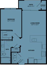 A3 1 bedroom apartment floorplan at the Park at Speyside